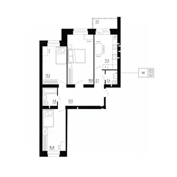 3-к кв. Орловская область, Орловский район, д. Образцово, Первый мкр  ...
