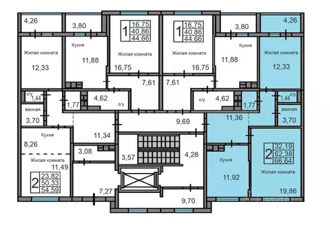2-к кв. Калужская область, Калуга ул. Минская, 2 (66.64 м)