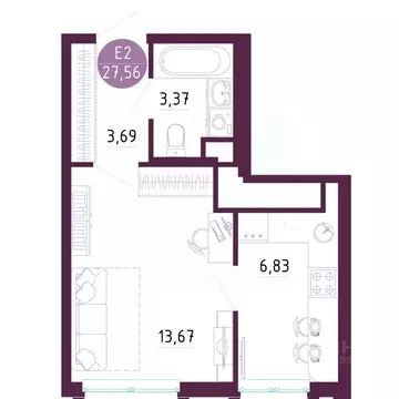 1-к кв. Тульская область, Тула ул. Купцов Гречихиных (27.56 м)