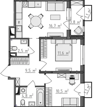 2-к кв. Владимирская область, Владимир Сновицы-Веризино мкр,  (58.16 ...