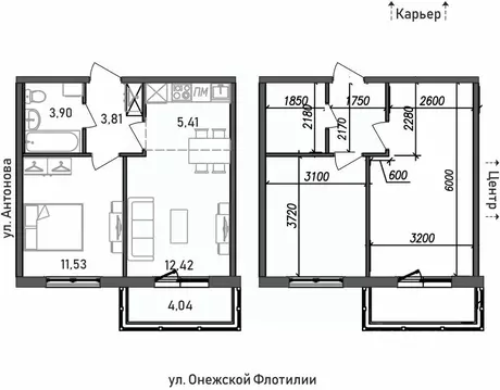 2-к кв. Карелия, Петрозаводск Флотилия жилой комплекс (41.11 м)