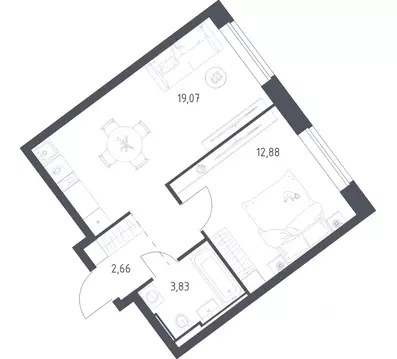 1-к кв. Москва Внуковское поселение, д. Рассказовка, вл204к2 (38.44 м)