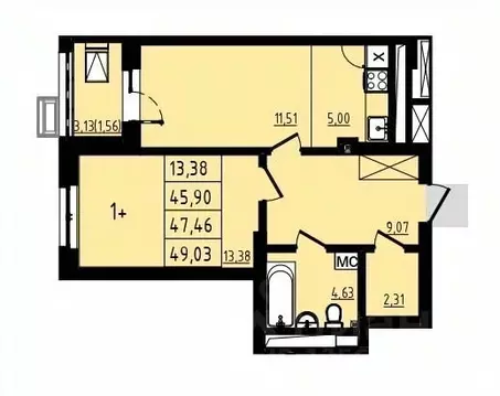 1-к кв. Башкортостан, Уфа Затон-Восточный жилрайон, Новаленд мкр,  ...