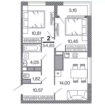 2-к кв. Рязанская область, Рязань Петра и Февронии жилой комплекс ...
