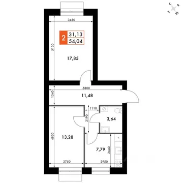 2-к кв. Татарстан, Зеленодольский район, Октябрьское с/пос, пос. ...