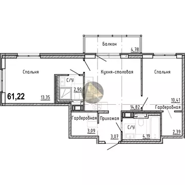 2-комнатная квартира: Санкт-Петербург, набережная реки Каменки, 3к3 ...