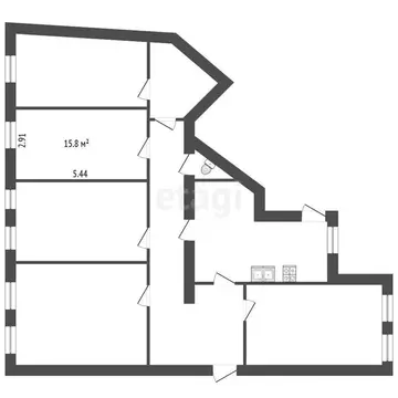 1к в 5-комнатной квартире (16 м)