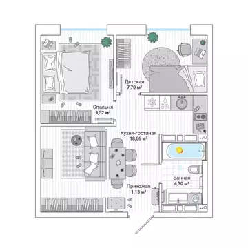 2-к кв. Приморский край, Владивосток ул. Нейбута (42.2 м)