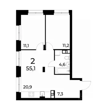 2-к кв. Нижегородская область, Нижний Новгород Березовский мкр,  (55.1 ...