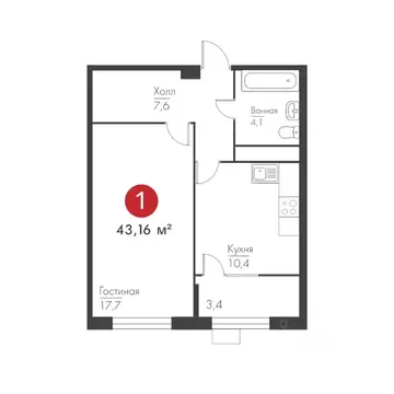 1-к кв. Самарская область, Самара просп. Масленникова, 14А (43.16 м)