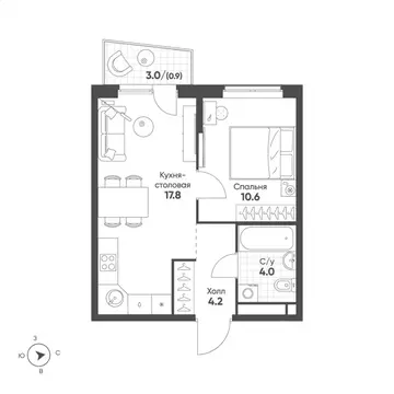 1-к кв. Свердловская область, Екатеринбург Солнечный жилрайон,  (37.5 ...