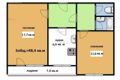 2-комнатная квартира: Екатеринбург, улица Бебеля, 142 (48.4 м)