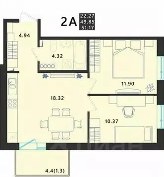 2-к кв. Псковская область, Псковский район, Завеличенская волость, д. ...