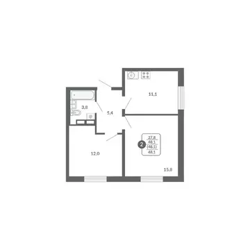 2-к кв. Кировская область, Киров ул. Потребкооперации, 34 (48.1 м)