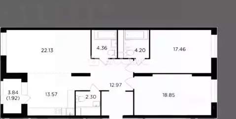 3-к кв. Москва ул. Петра Алексеева, 14 (96.0 м)
