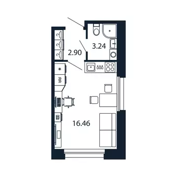 Квартира-студия: Новоселье, Центральная улица, 30к1 (22.5 м)