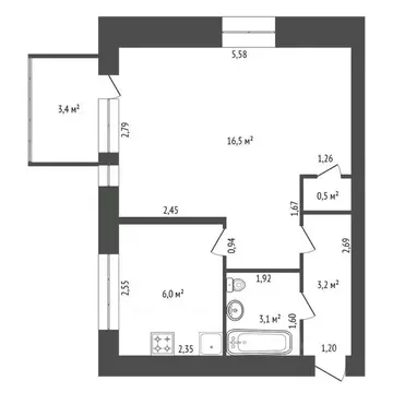 1-к кв. Башкортостан, Уфа ул. Цюрупы, 104 (31.0 м)