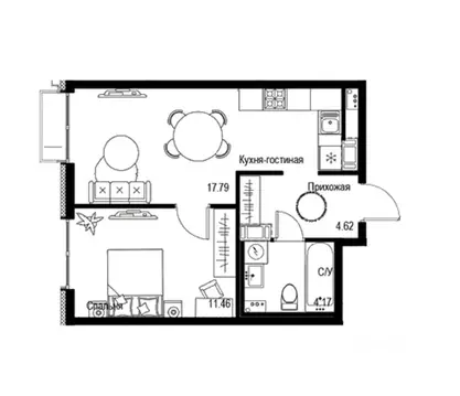 1-к кв. Санкт-Петербург ул. Даля, 10Г (38.4 м)