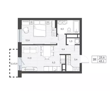 2-к кв. Дагестан, Дербент ул. Сальмана (43.14 м)