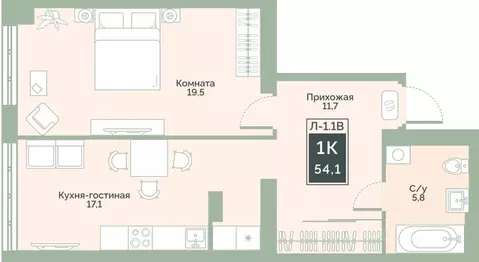 1-к кв. Курганская область, Курган Заозерный жилрайон, 6А мкр, ул. ...