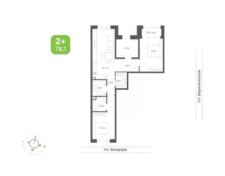 2-к кв. Хабаровский край, Хабаровск Воронежский Бульвар жилой комплекс ...