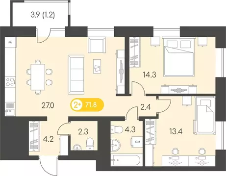 2-к кв. Удмуртия, Ижевск Столичный мкр, Новый Восход жилой комплекс ...