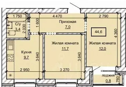 2-к кв. Алтайский край, Барнаул ул. Анатолия (44.6 м)
