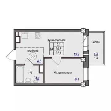 1-к кв. Псковская область, Псковский район, Завеличенская волость, д. ...