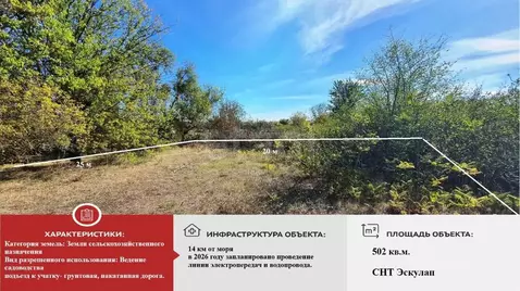 Участок в Крым, Сакский район, Митяевское с/пос, Эскулап СНТ  (5.0 ...