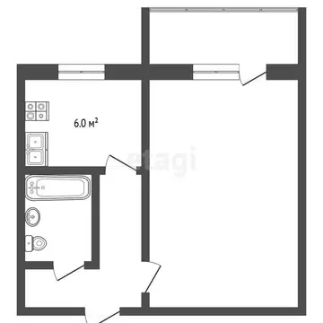 1-комнатная квартира: Северск, Первомайская улица, 4 (37.3 м)