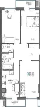3-к кв. Крым, Симферопольский район, Гвардейское пгт, Республика жилой ...