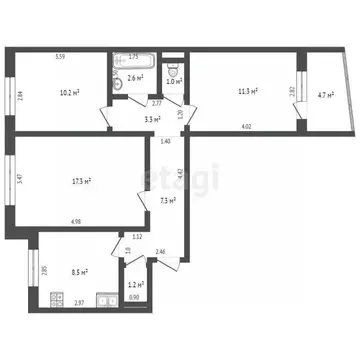 2-к кв. Смоленская область, Смоленск ул. Рыленкова, 48 (68.6 м)