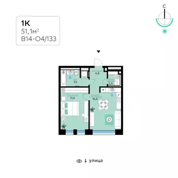 1-комнатная квартира: Москва, микрорайон Рублёво-Архангельское, ЖК ...