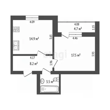 1-к кв. Тюменская область, Тюмень ул. Николая Зелинского, 21 (44.1 м)