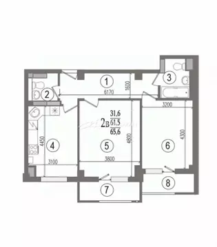 2-к кв. Крым, Симферополь ул. Дзюбанова, 11 (65.6 м)