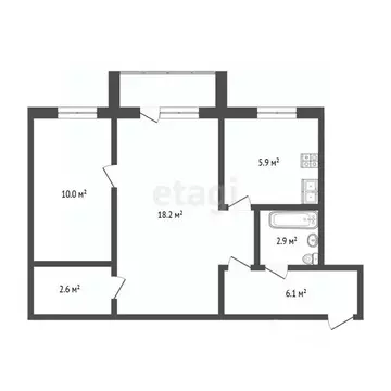 2-к кв. Нижегородская область, Нижний Новгород ул. Ванеева, 108 (43.8 ...