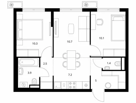 2-комнатная квартира: Боброво, ЖК Восточное Бутово, 47 (51.1 м)