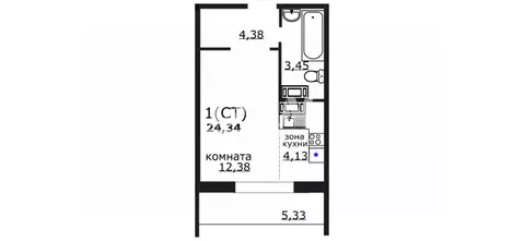 Квартира-студия: Челябинск, жилой район Краснопольская Площадка 1, ...