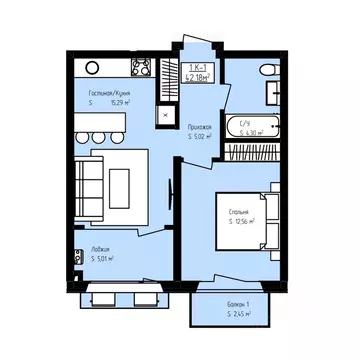 1-к кв. Дагестан, Дербент Камеллия жилой комплекс (42.18 м)