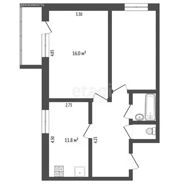 2-комнатная квартира: микрорайон Мелиораторов, улица Мелиораторов, 7А ...