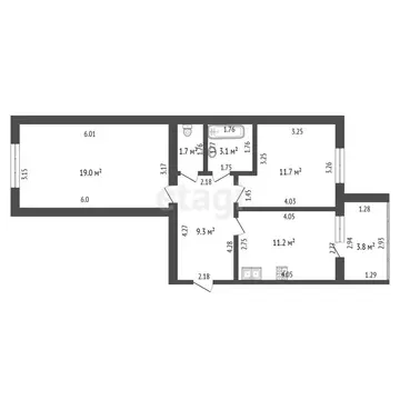 2-комнатная квартира: Мариинский, Хвойная улица, 14 (56.5 м)