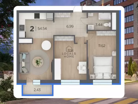 2-к кв. Рязанская область, Рязанский муниципальный округ, с. Дядьково ...