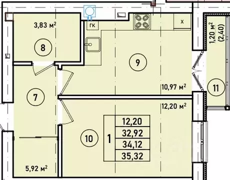 1-к кв. Калининградская область, Гурьевск Новая Резиденция жилой ...