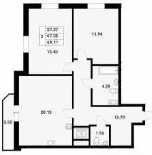 2-к кв. Ленинградская область, Мурино Всеволожский район, ул. ...