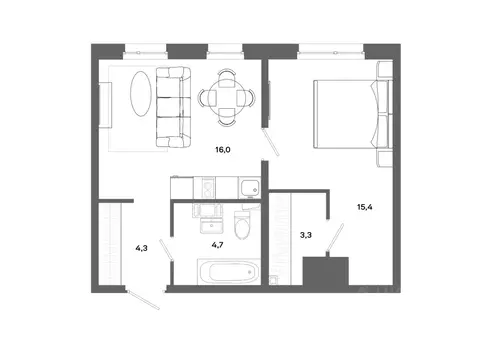 1-к кв. Ханты-Мансийский АО, Сургут ул. Ивана Захарова, 16 (43.7 м)