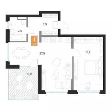 1-к кв. Курская область, Курск Парковый квартал Чувства жилой комплекс ...