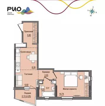 1-к кв. Удмуртия, Ижевск Воткинский жилрайон, Рио жилой комплекс, 1 ...