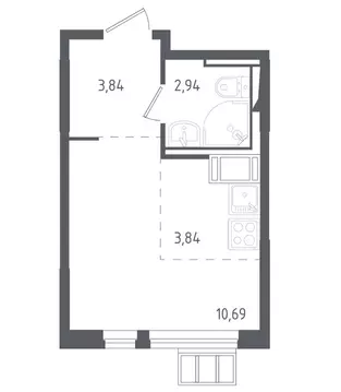 Квартира-студия: деревня Коробово, Взлётная улица, 2 (21.4 м)