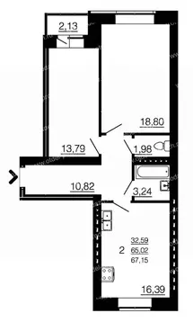 2-к кв. Воронежская область, Семилуки ул. Маяковского, 45/2 (64.0 м)