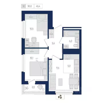 3-к кв. Башкортостан, Уфа ул. Евгения Столярова, 13 (45.4 м)